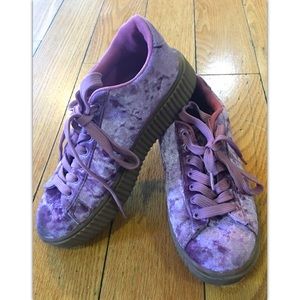 Size 7 Misbehave Pink Satin Platform Sneakers